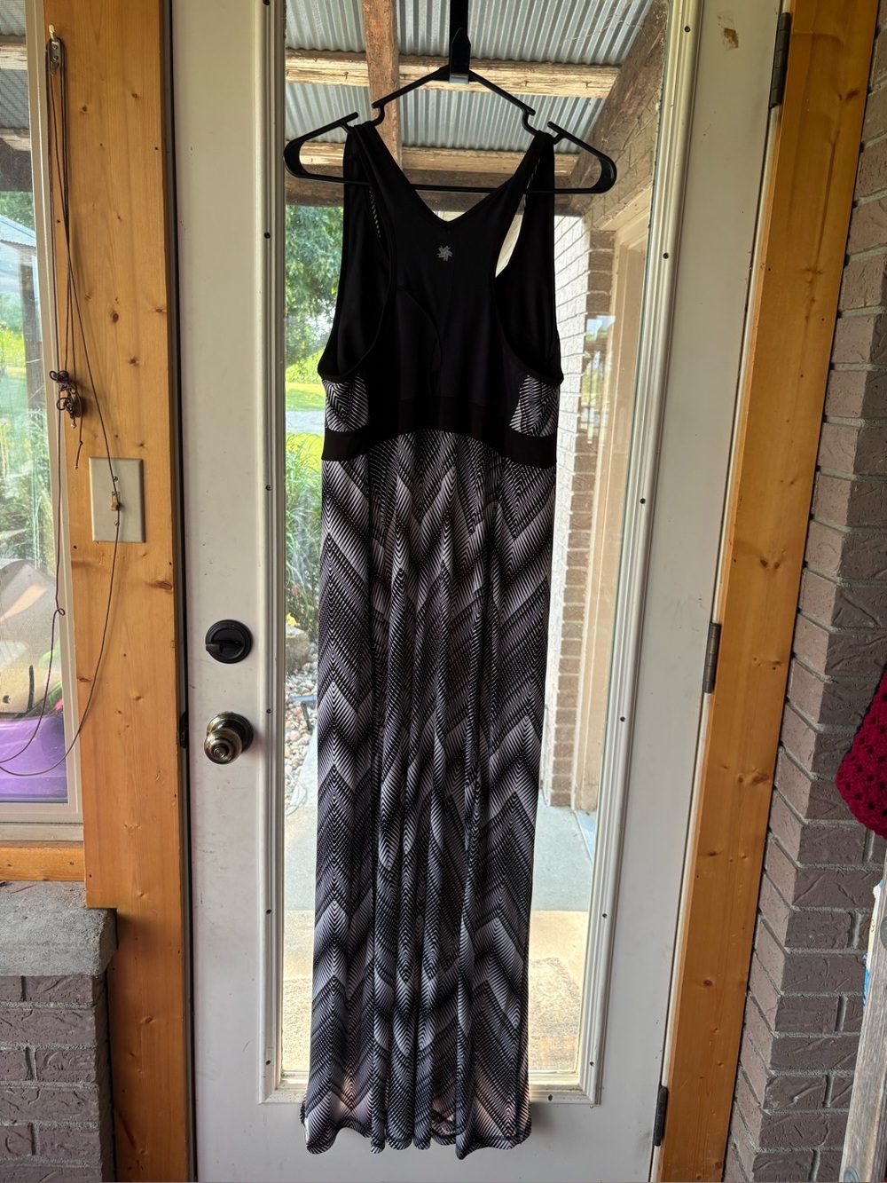 NIKE-Black and White Patterned Maxi Dress - Women's Sleeveless Dress